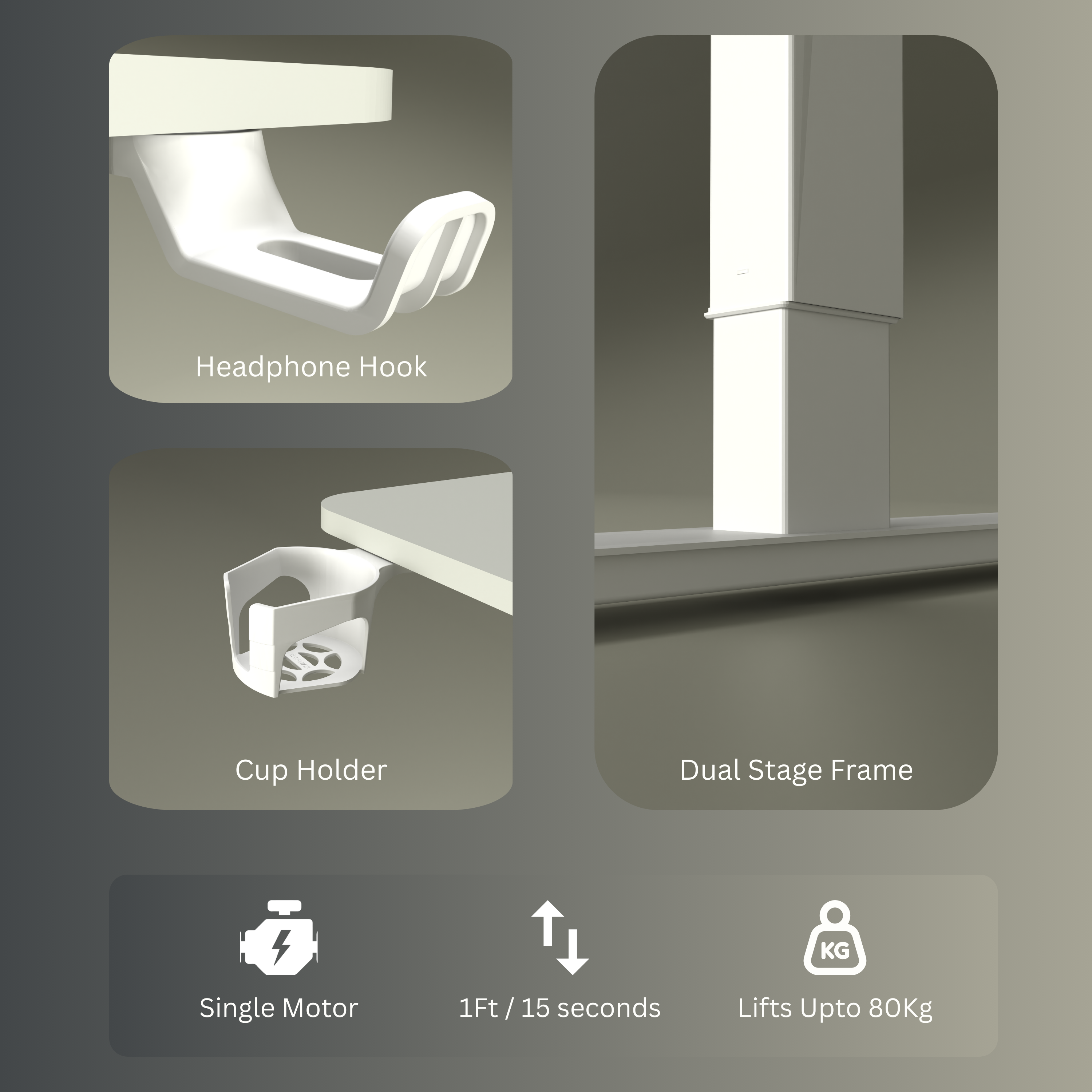 Neuarc Velocity Electric Height Adjustable Desk For Gaming and Home Office, 120 x 60 cm Table Top (White)