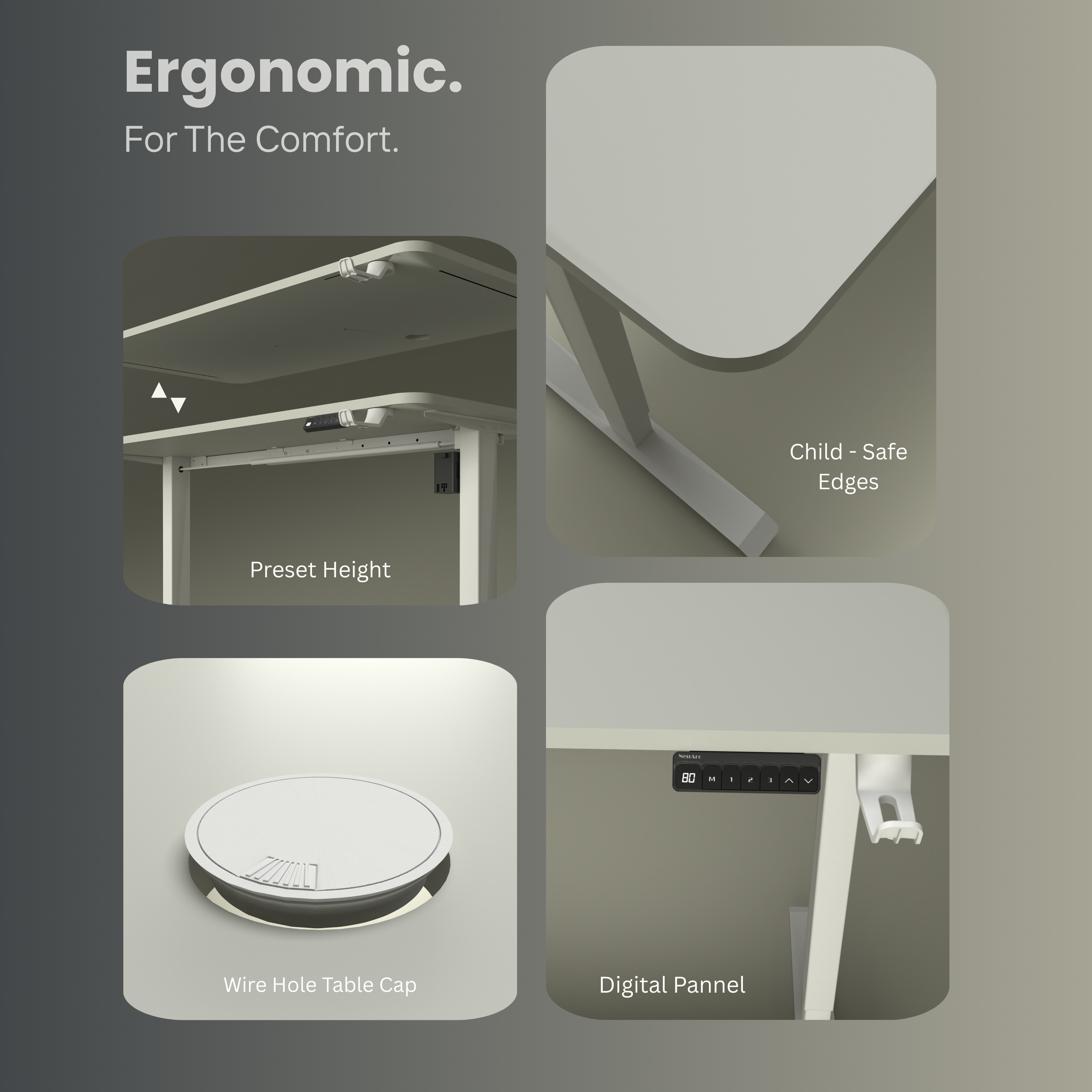 Neuarc Velocity Electric Height Adjustable Desk For Gaming and Home Office, 120 x 60 cm Table Top (White)