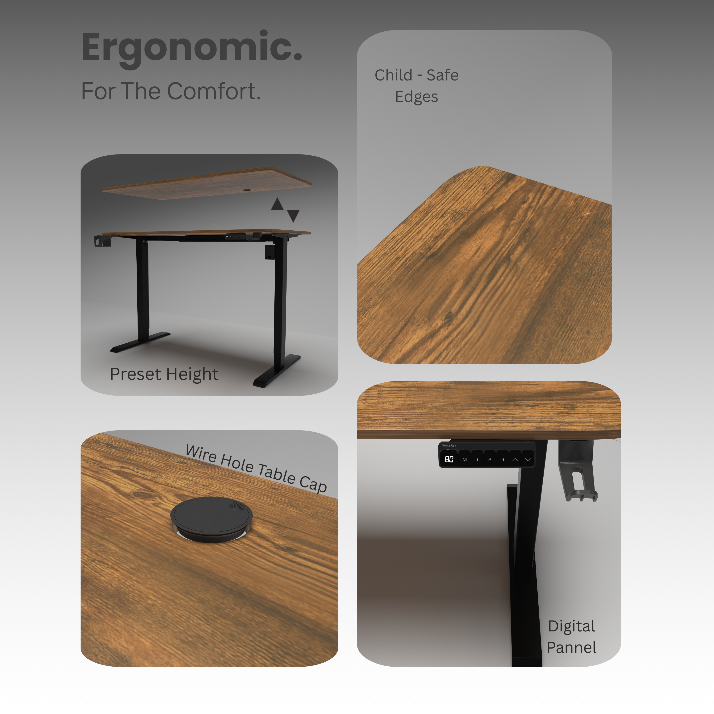 Neuarc Velocity Electric Height Adjustable Desk For Gaming and Home Office, 120 x 60 cm Table Top (Rust)