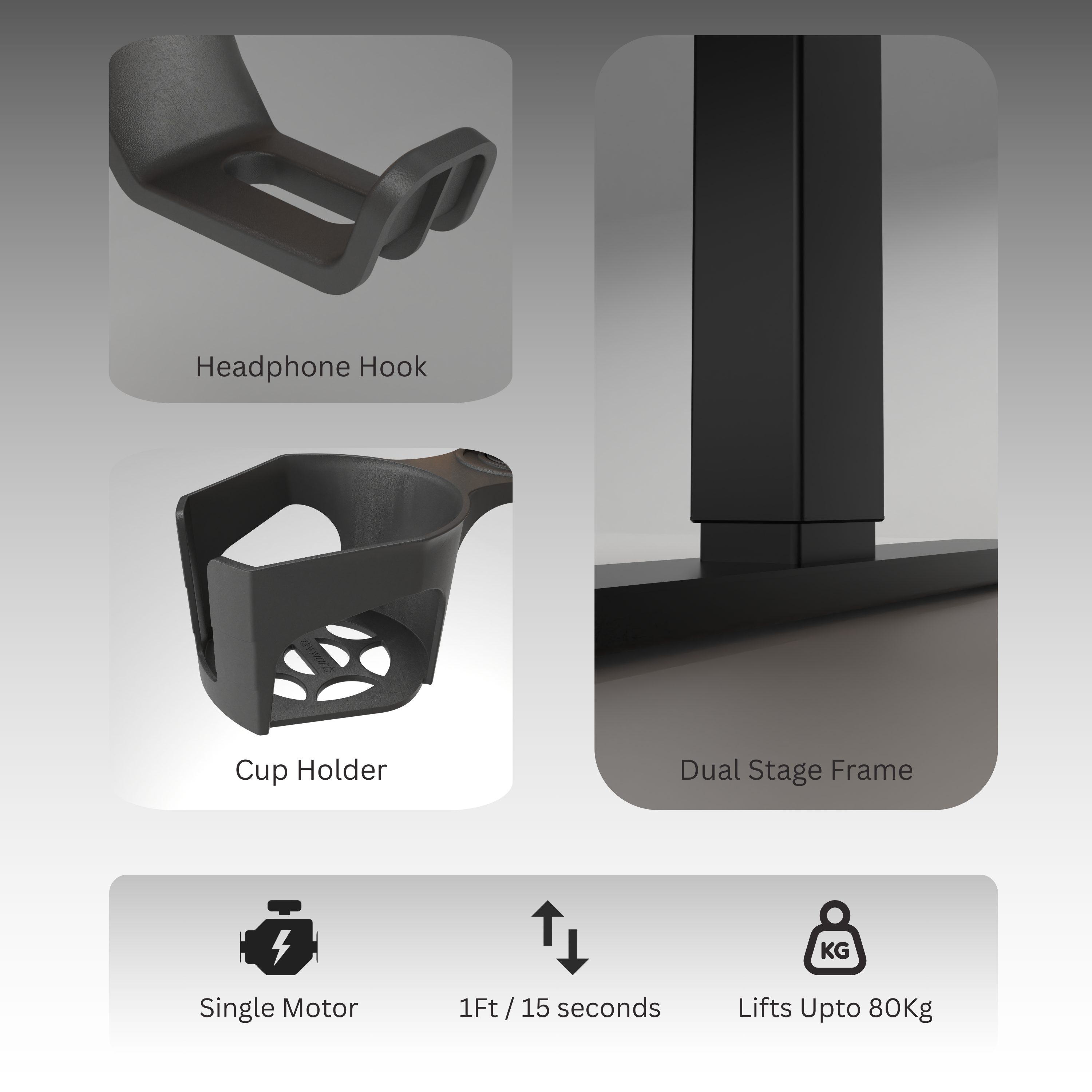 Neuarc Momentum Electric Height Adjustable Desk For Gaming and Home Office, 120 x 60 cm Table Top with Monitor Riser