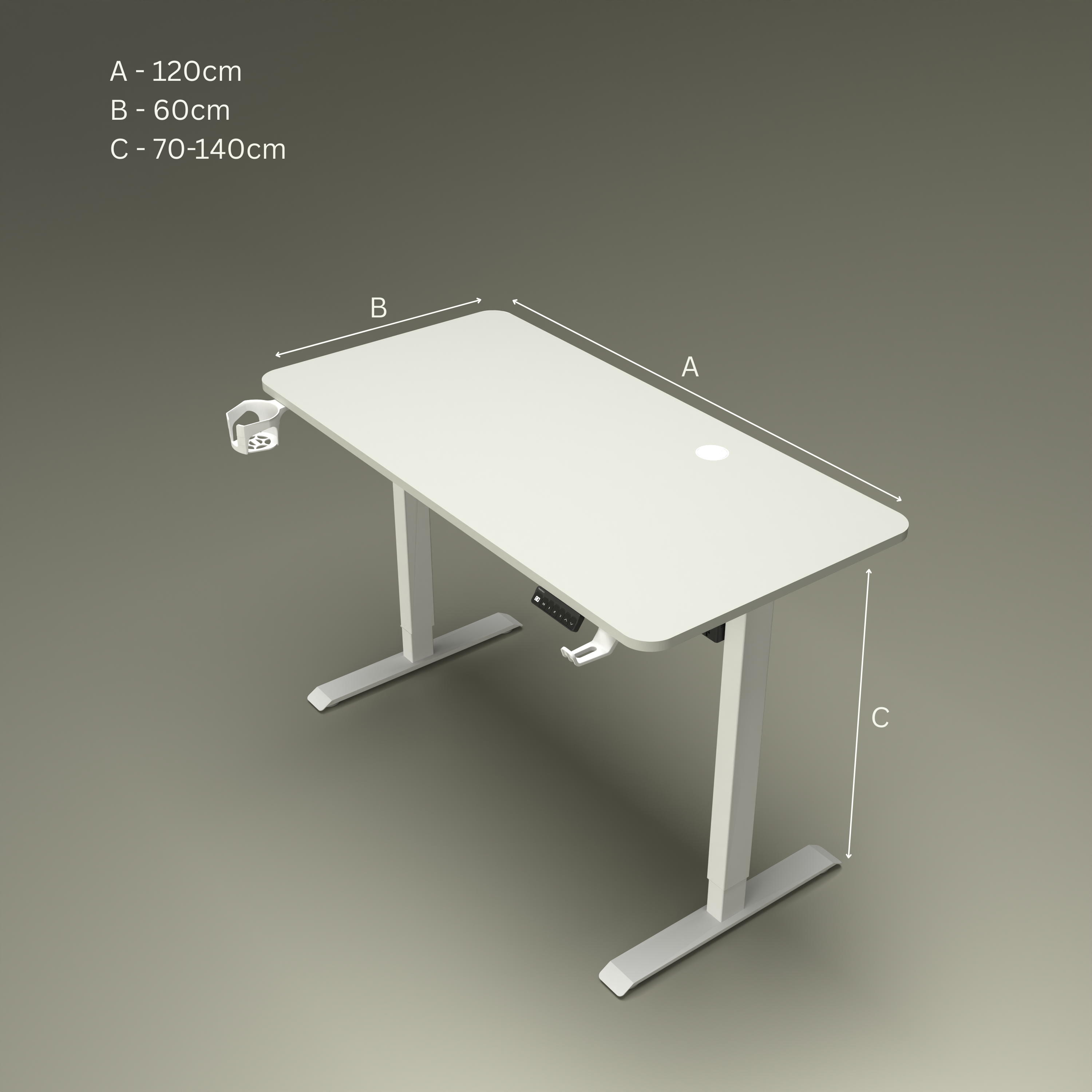 Neuarc Velocity Electric Height Adjustable Desk For Gaming and Home Office, 120 x 60 cm Table Top (White)