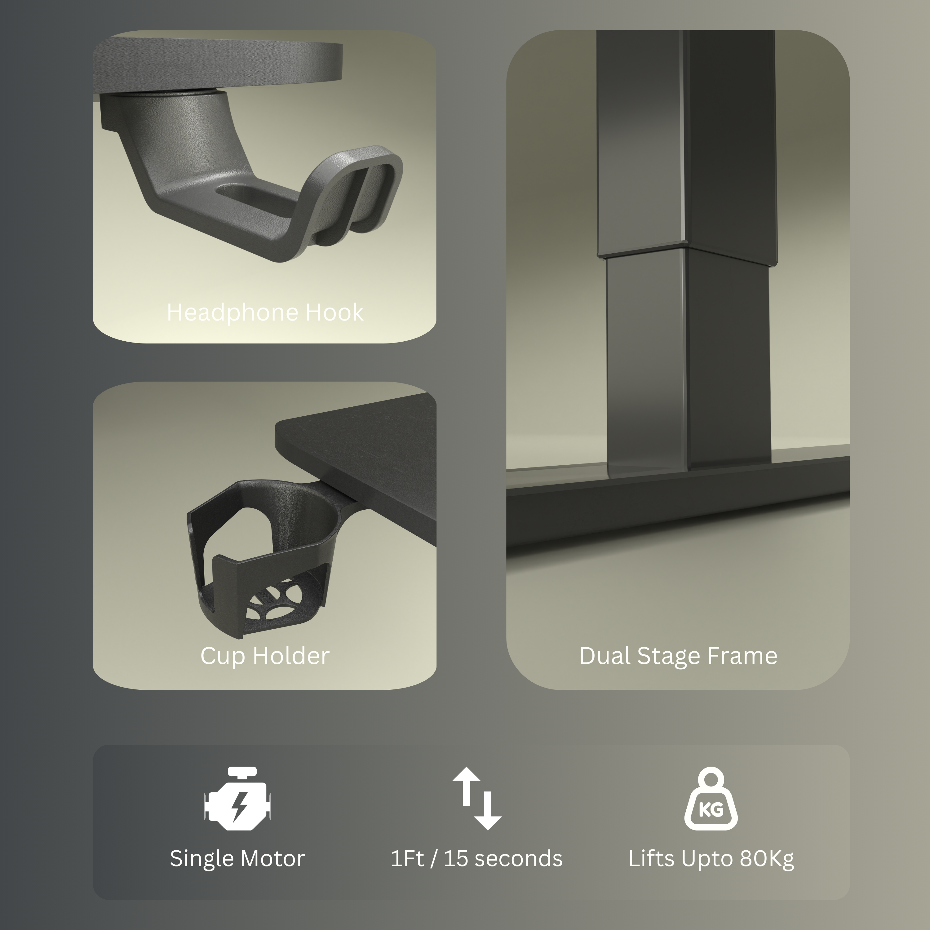 Neuarc Velocity Electric Height Adjustable Desk For Gaming and Home Office, 120 x 60 cm Table Top (Matt Black)