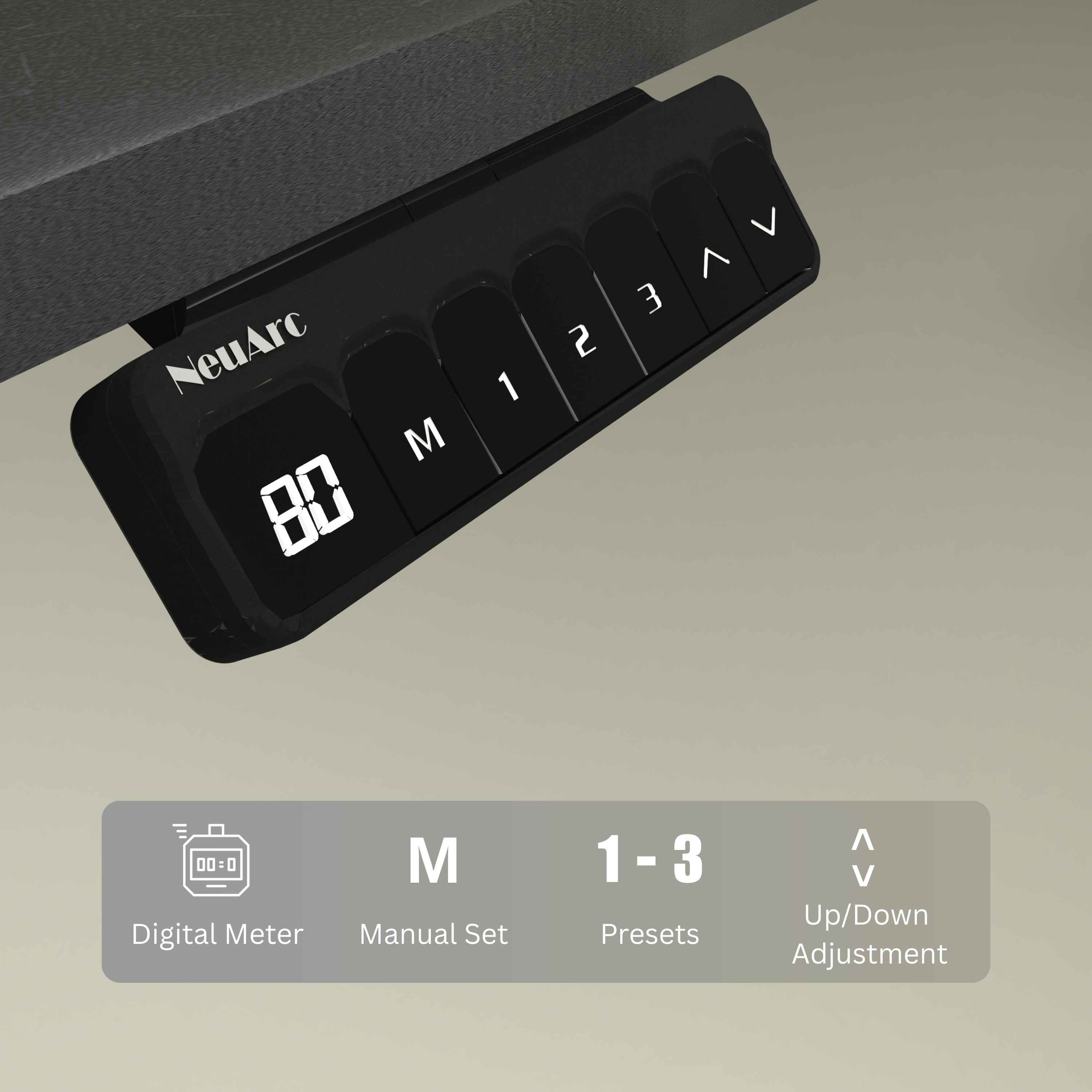 Neuarc Velocity Electric Height Adjustable Desk For Gaming and Home Office, 120 x 60 cm Table Top (Matt Black)