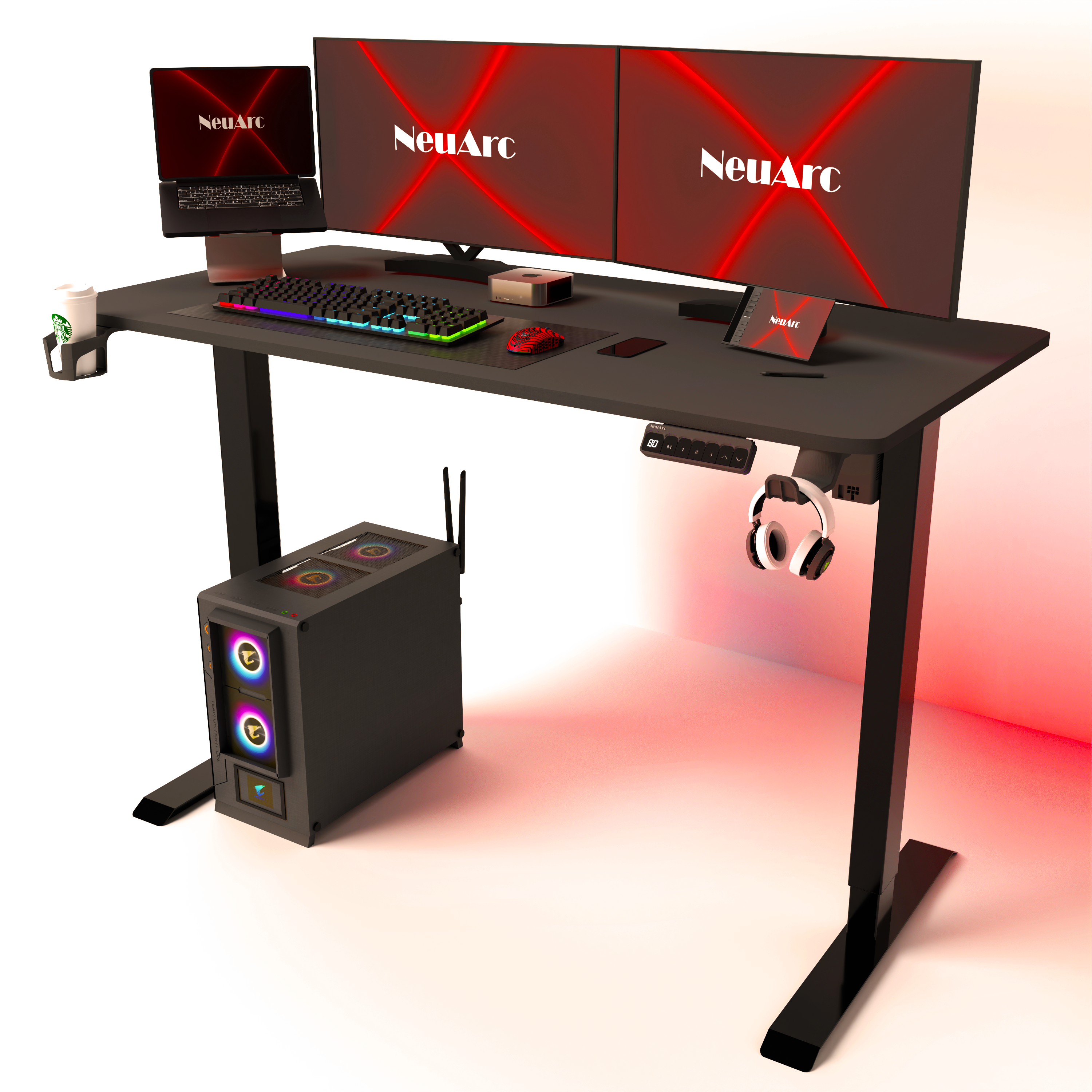 Neuarc Velocity Electric Height Adjustable Desk For Gaming and Home Office, 120 x 60 cm Table Top