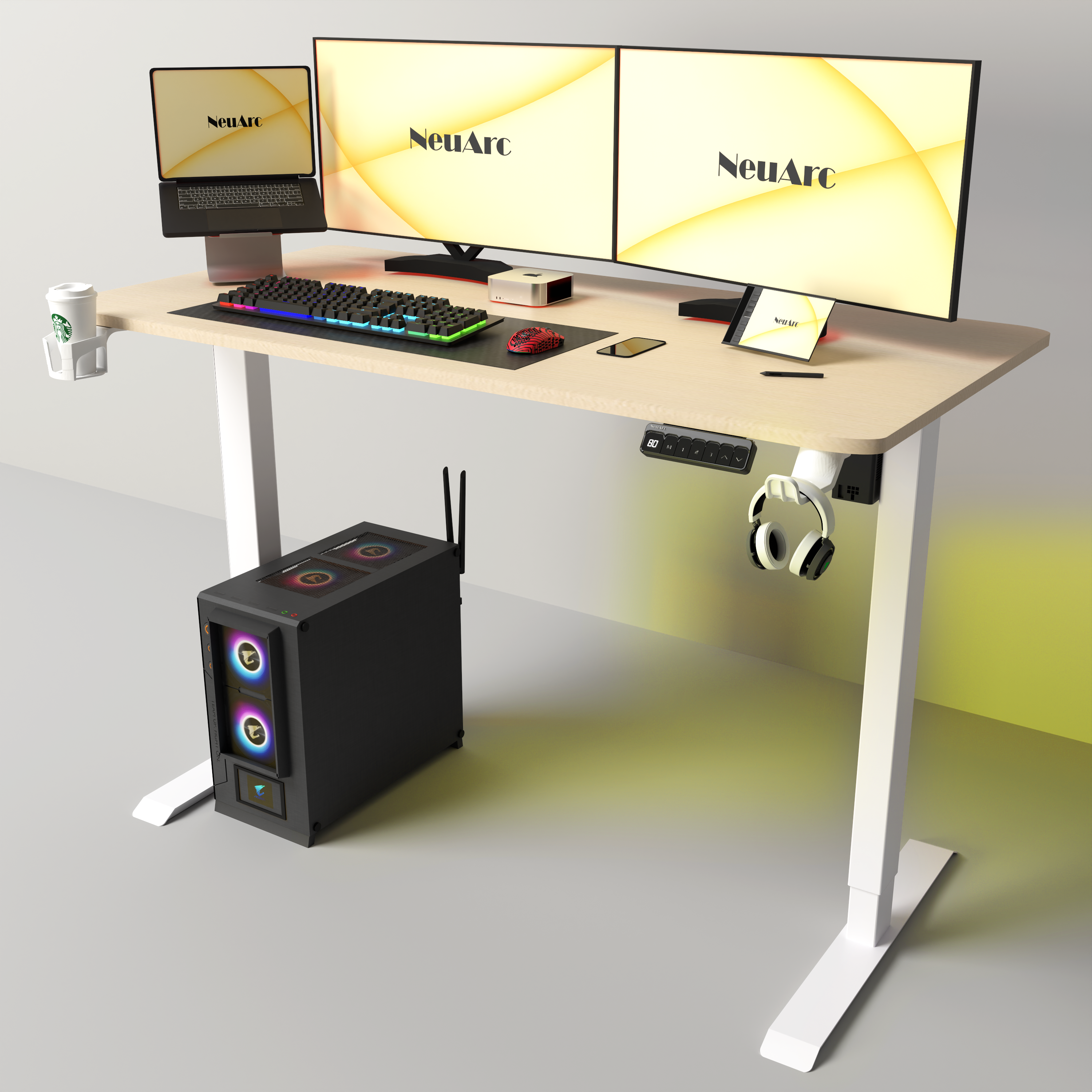 Neuarc Velocity Electric Height Adjustable Desk For Gaming and Home Office, 120 x 60 cm Table Top