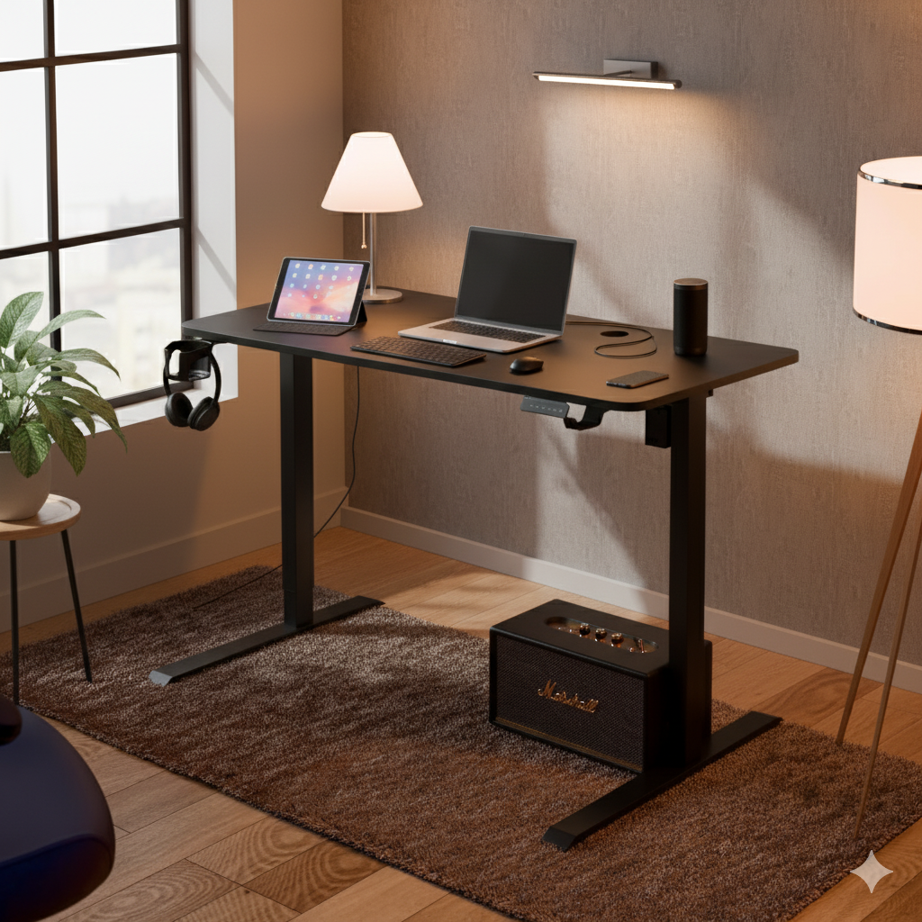Neuarc Velocity Electric Height Adjustable Desk For Gaming and Home Office, 120 x 60 cm Table Top (Matt Black)