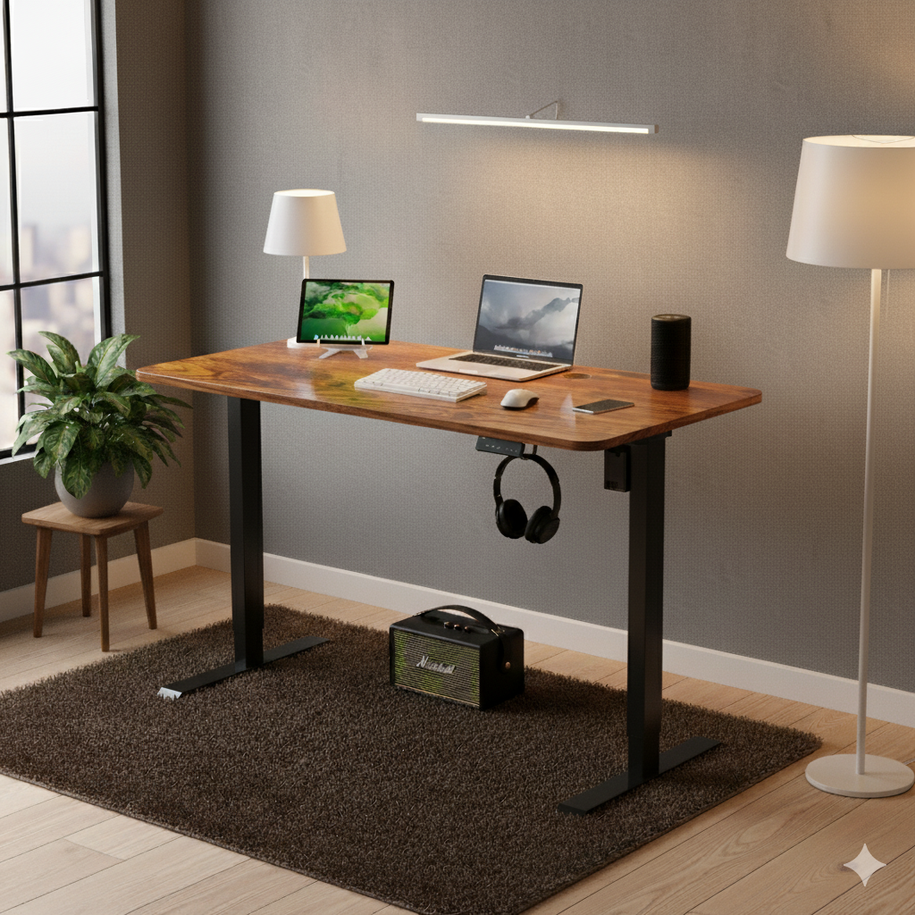 Neuarc Velocity Electric Height Adjustable Desk For Gaming and Home Office, 120 x 60 cm Table Top (Rust)