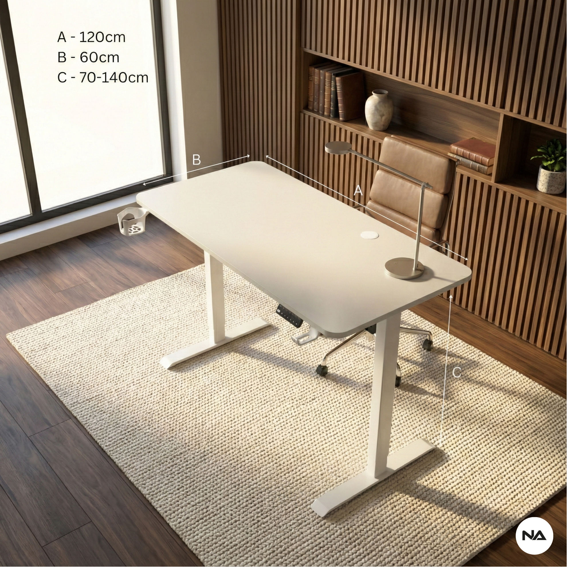 Neuarc Velocity Electric Height Adjustable Desk For Gaming and Home Office, 120 x 60 cm Table Top (White)