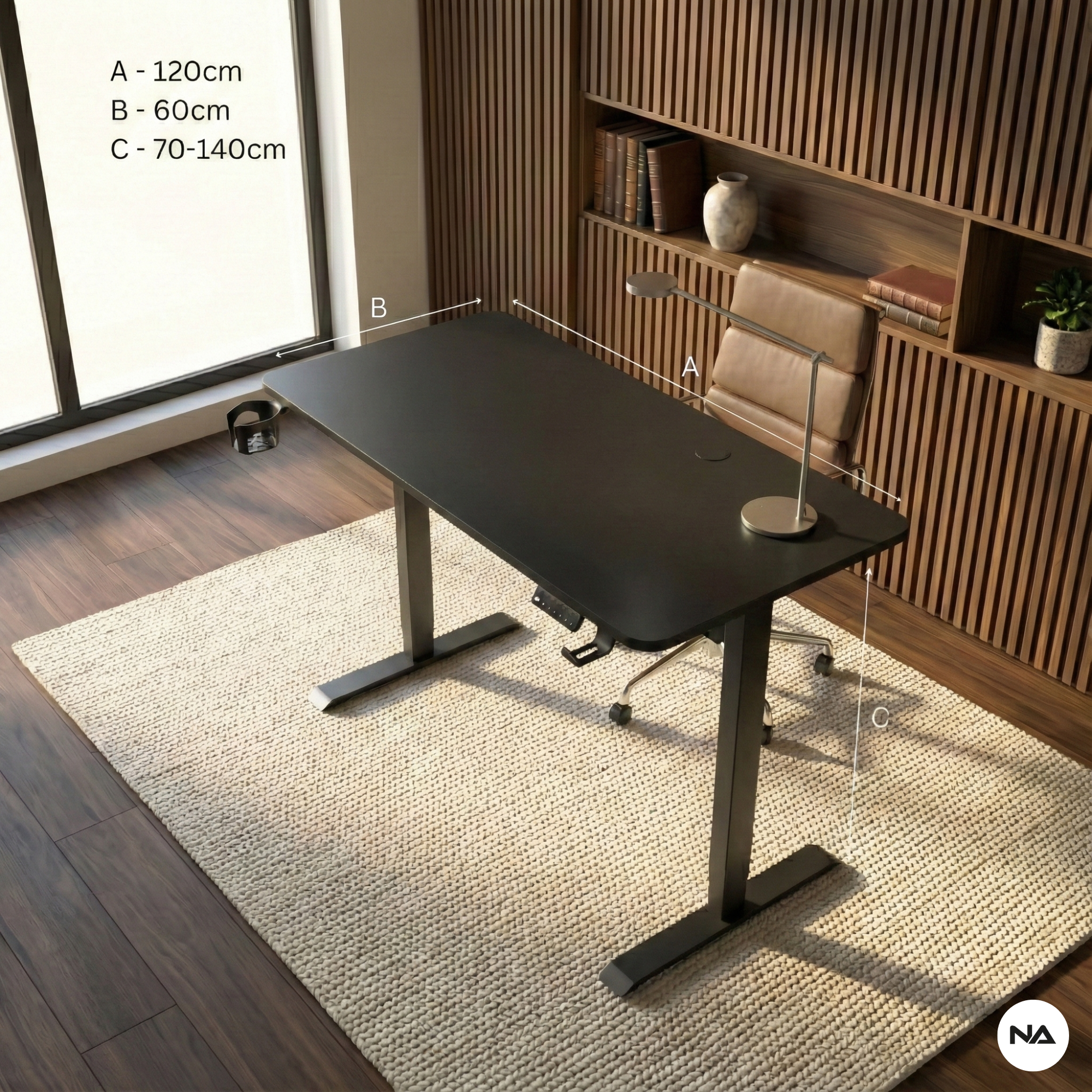 Neuarc Velocity Electric Height Adjustable Desk For Gaming and Home Office, 120 x 60 cm Table Top (Matt Black)