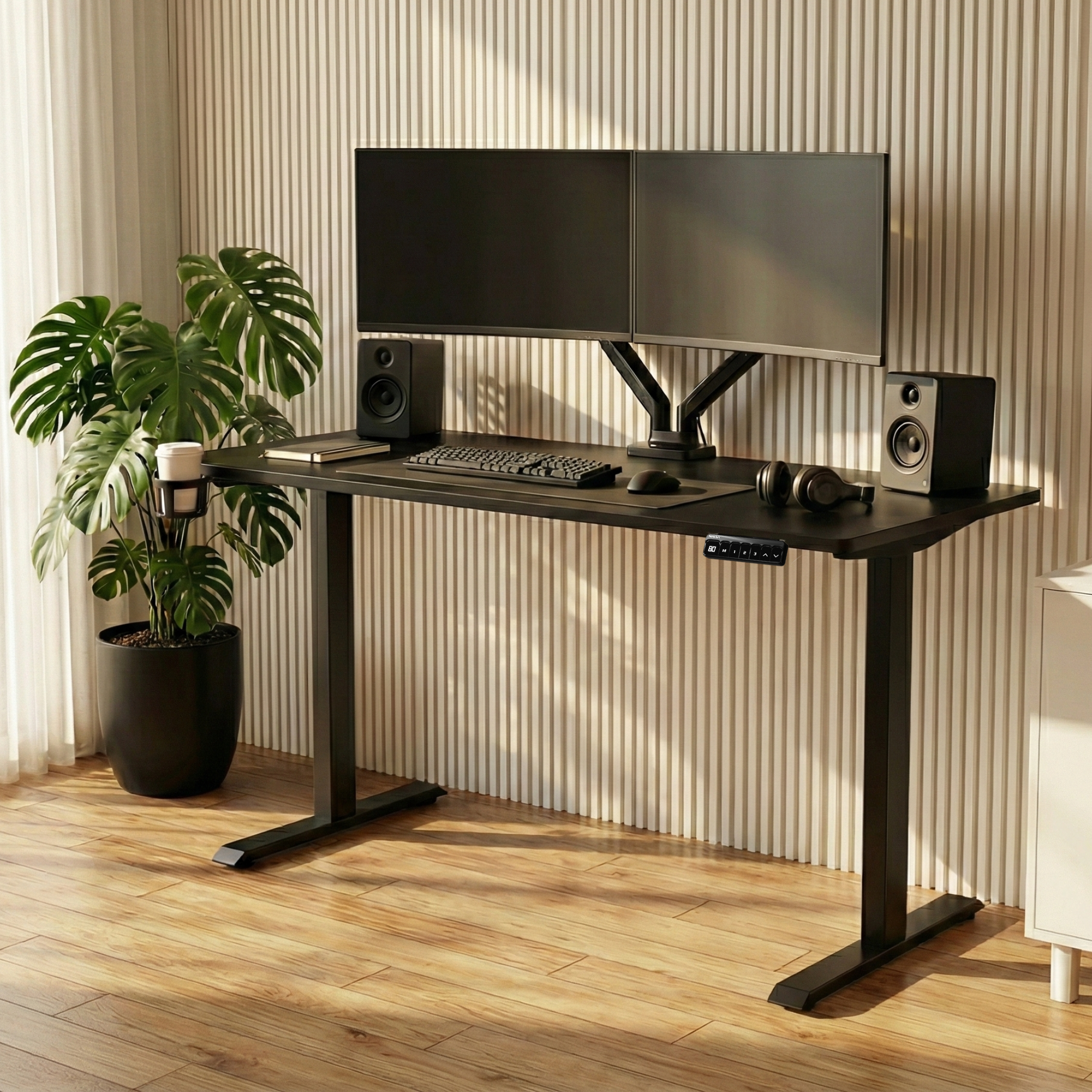 Neuarc Velocity Electric Height Adjustable Desk For Gaming and Home Office, 120 x 60 cm Table Top (Matt Black)