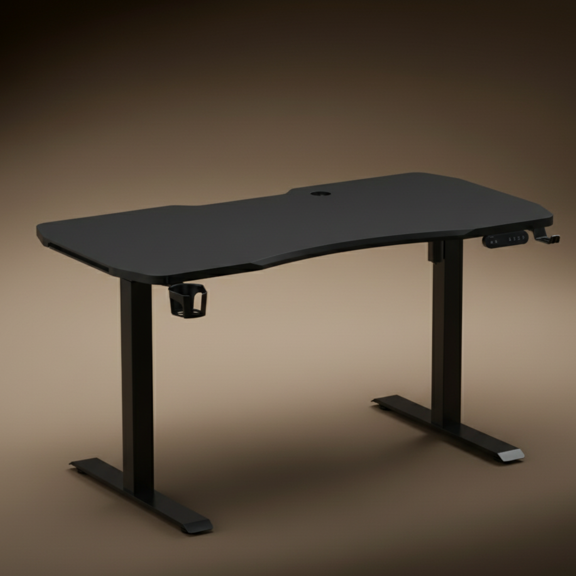 Neuarc Realm Electric Height Adjustable Desk For Gaming with RGB light and Home Office, 140 x 60 cm Table Top (Black)