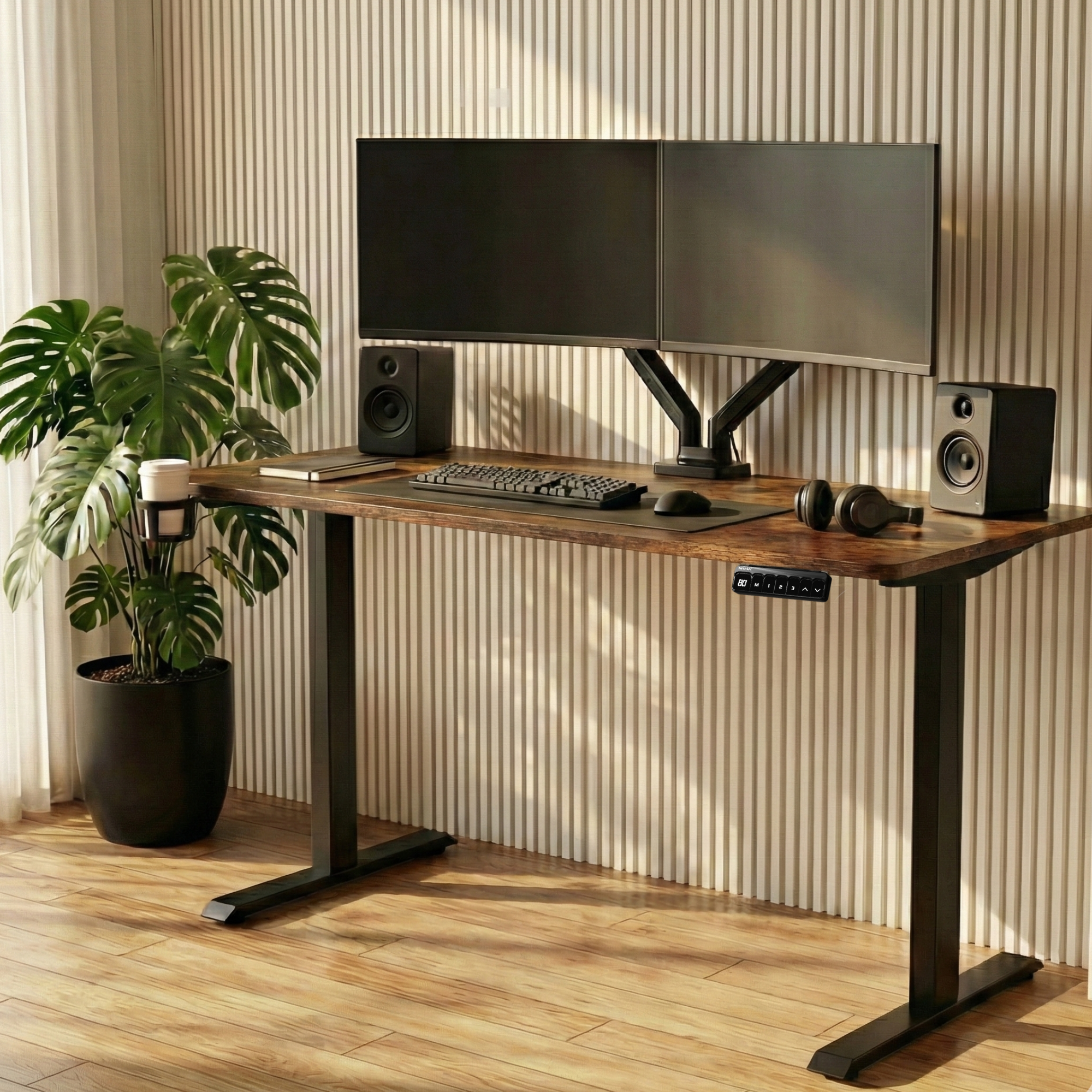 Neuarc Velocity Electric Height Adjustable Desk For Gaming and Home Office, 120 x 60 cm Table Top (Rust)