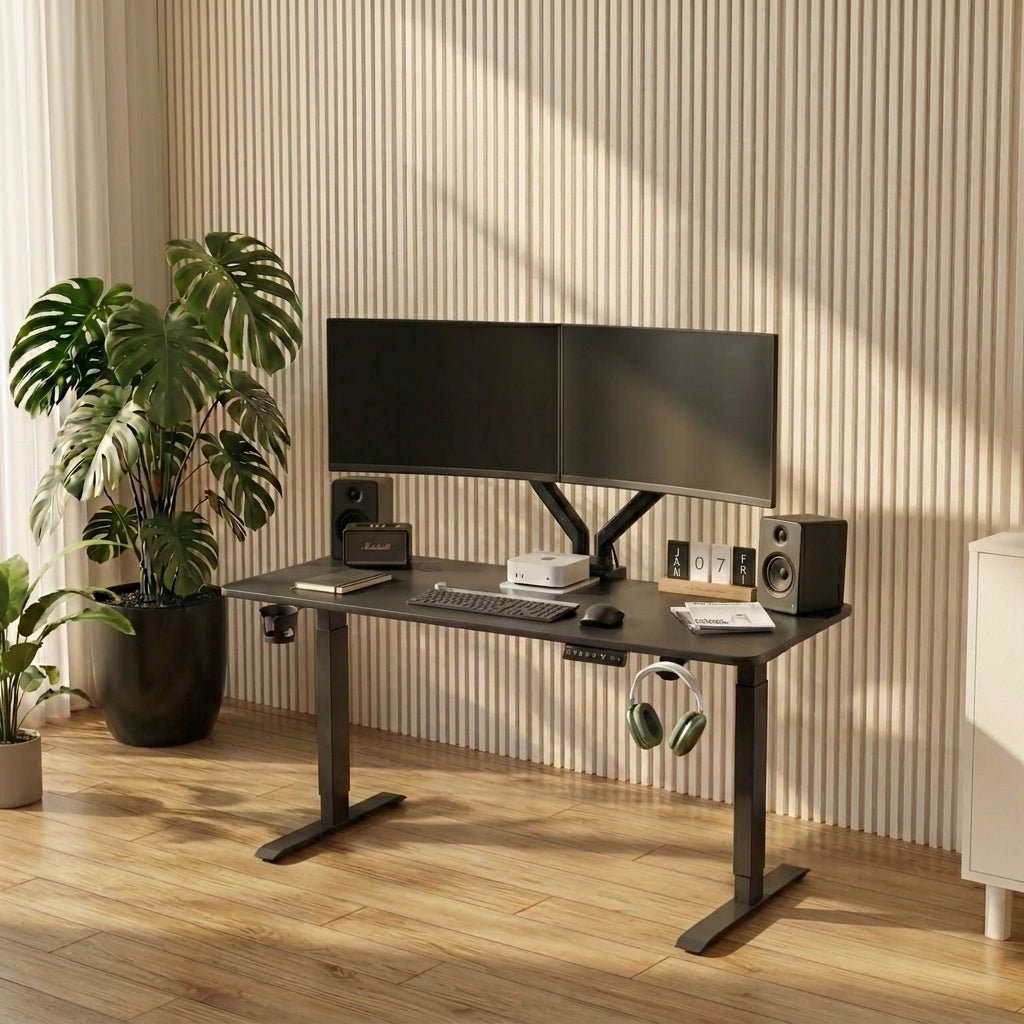 Neuarc Velocity Electric Height Adjustable Desk For Gaming and Home Office, 120 x 60 cm Table Top (Matt Black) - NEUARC