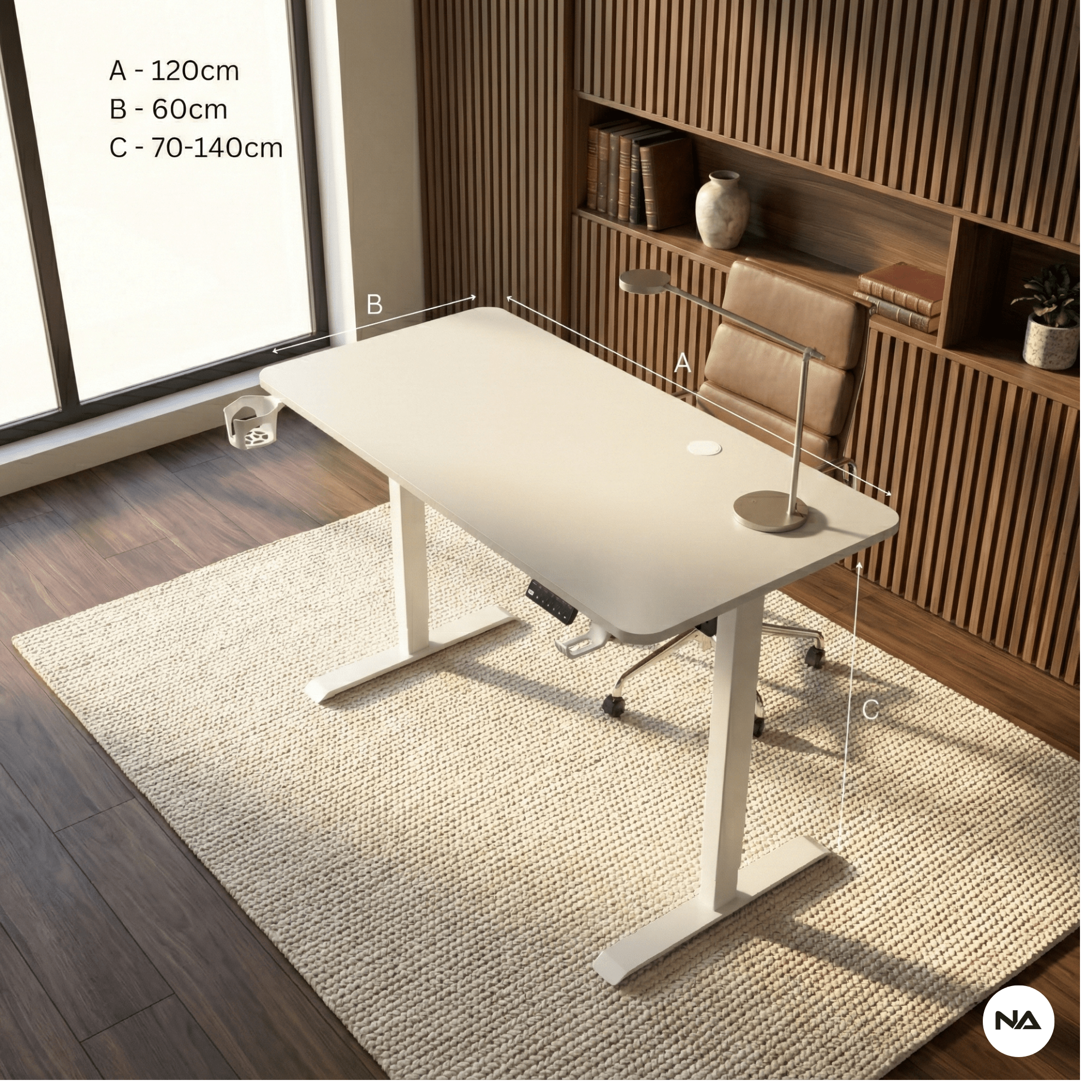Neuarc Velocity Electric Height Adjustable Desk For Gaming and Home Office, 120 x 60 cm Table Top (White) - NEUARC