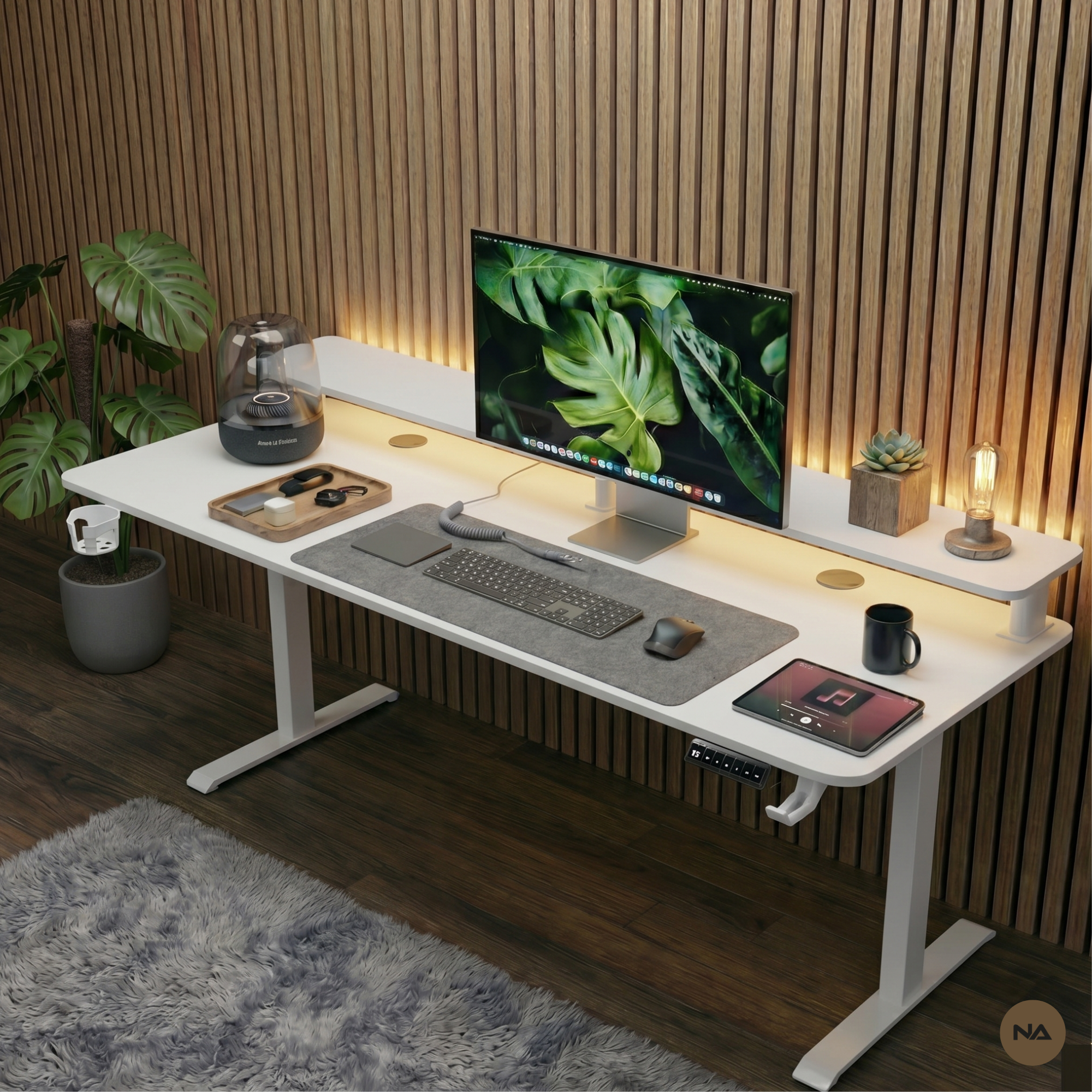 Neuarc Momentum Electric Height Adjustable Desk For Gaming and Home Office, 120 x 60 cm Table Top with Monitor Riser