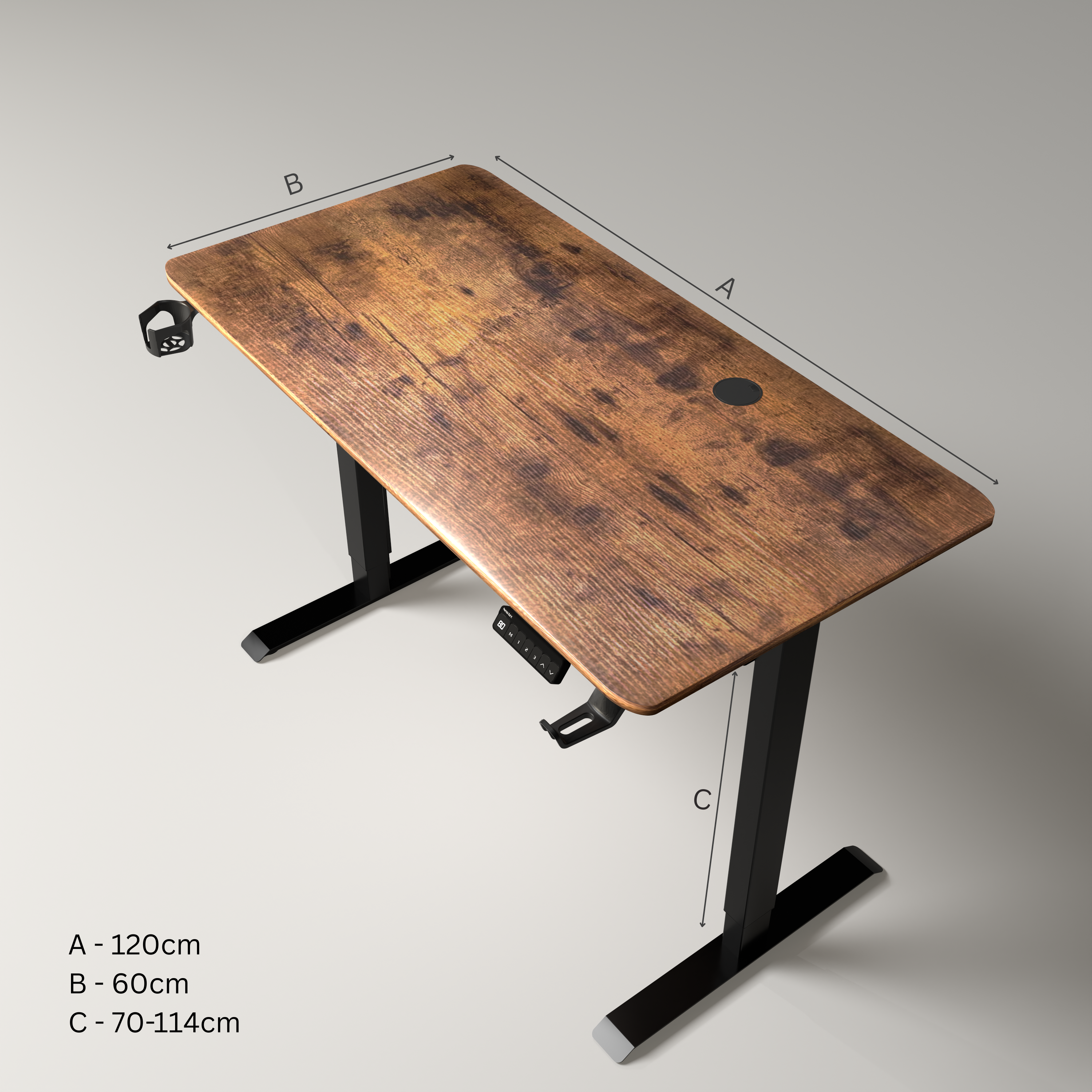 Neuarc Momentum Electric Height Adjustable Desk For Gaming and Home Office, 120 x 60 cm Table Top with Monitor Riser