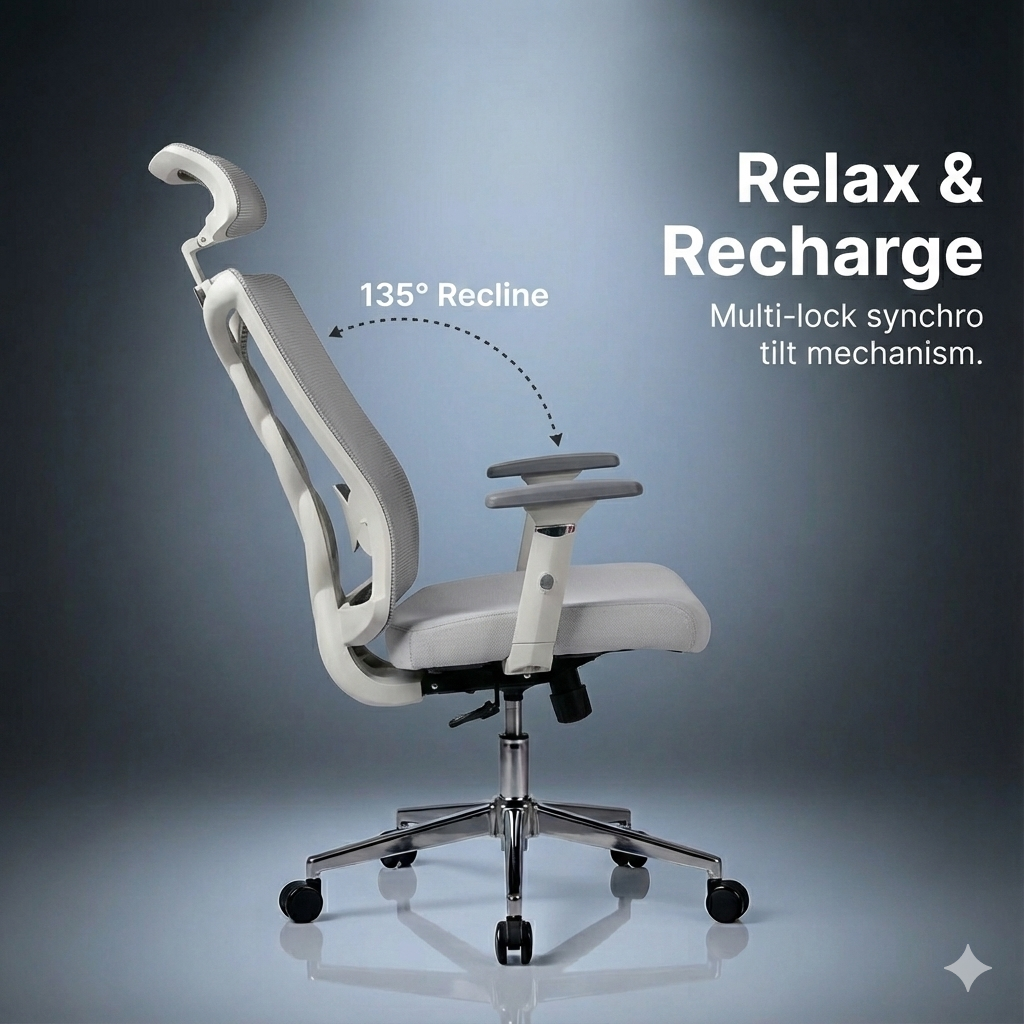 Neuarc Spinal Ergonomic Office Chair with 3D  Armrests with Seat Slider