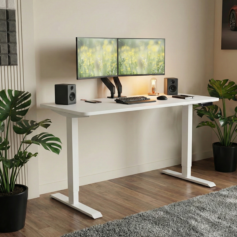 Neuarc Velocity Electric Height Adjustable Desk For Gaming and Home Office, 120 x 60 cm Table Top (White)