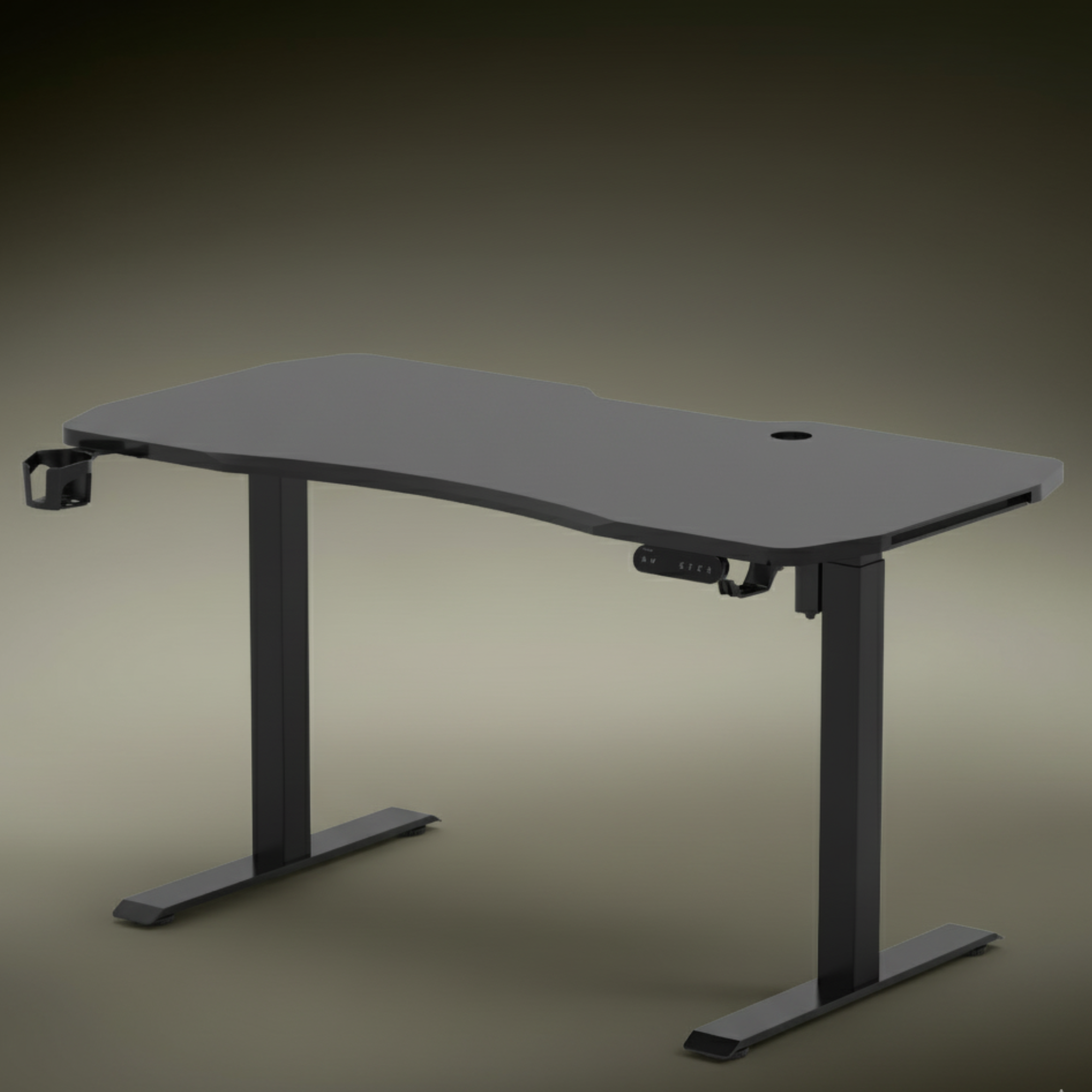 Neuarc Realm Electric Height Adjustable Desk For Gaming with RGB light and Home Office, 140 x 60 cm Table Top (Black)