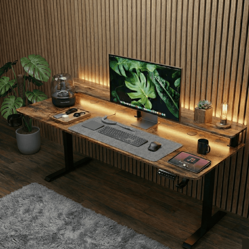 Neuarc Momentum Electric Height Adjustable Desk For Gaming and Home Office, 120 x 60 cm Table Top with Monitor Riser