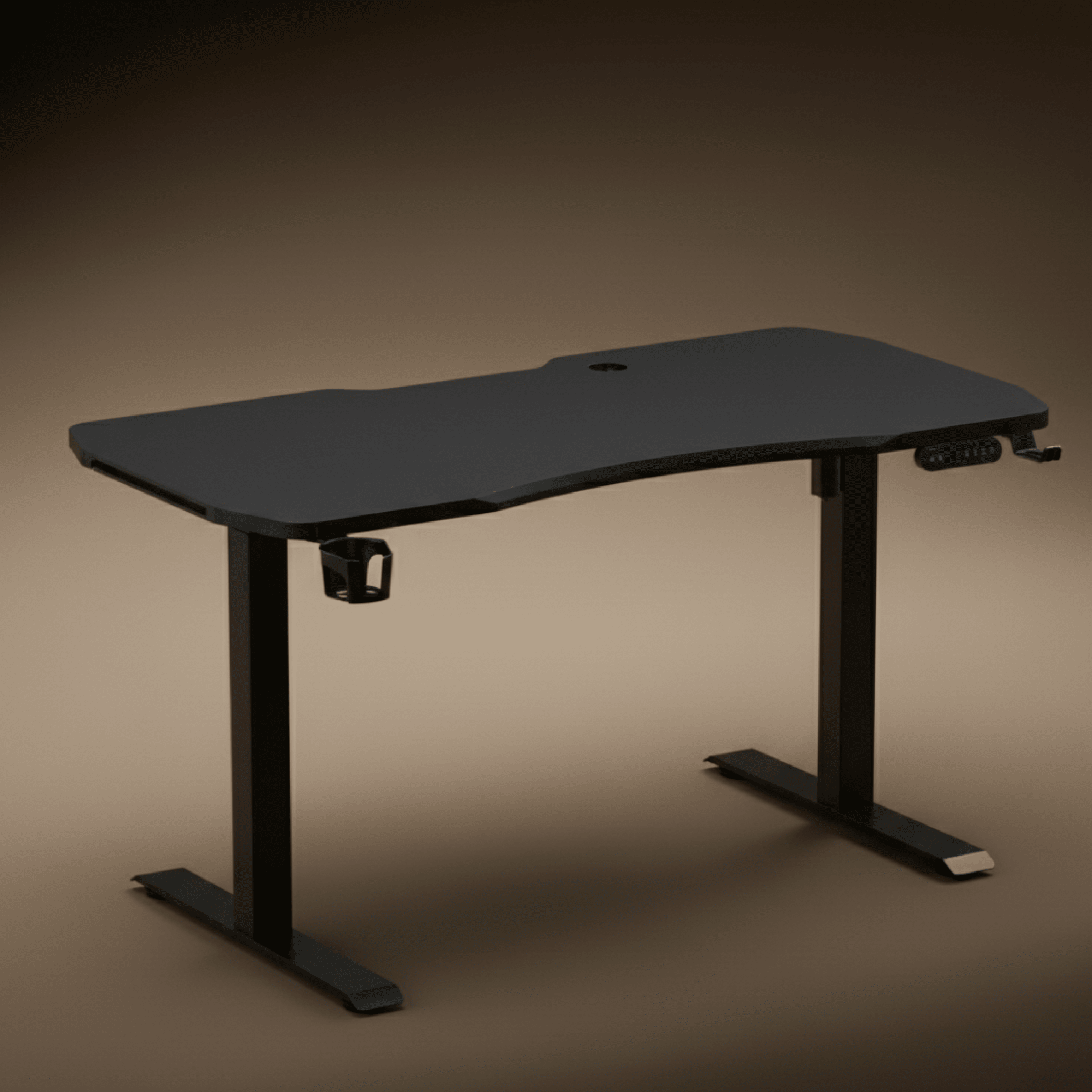 Neuarc Realm Electric Height Adjustable Desk For Gaming with RGB light and Home Office, 140 x 60 cm Table Top (Black) - NEUARC