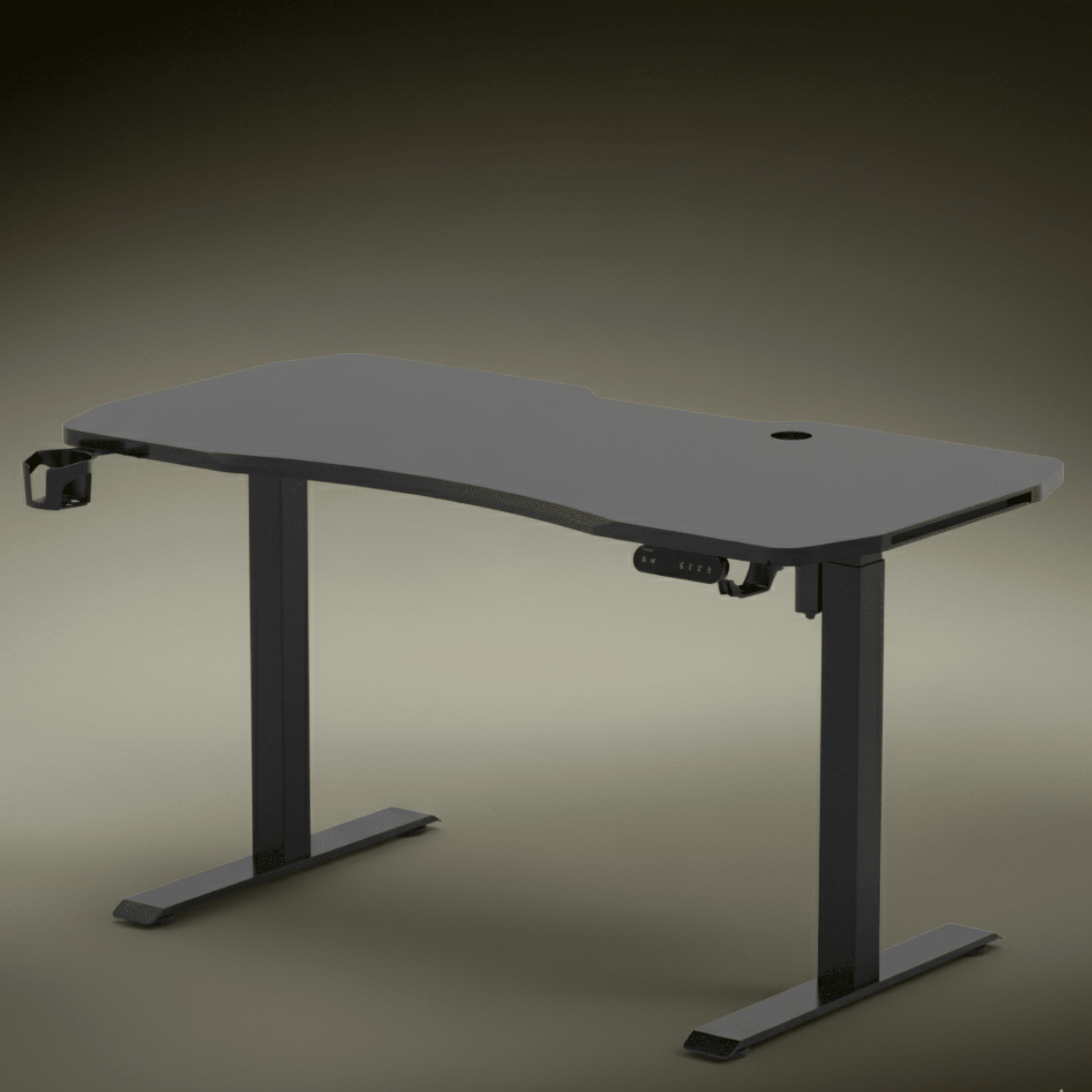 Neuarc Realm Electric Height Adjustable Desk For Gaming with RGB light and Home Office, 140 x 60 cm Table Top (Black) - NEUARC