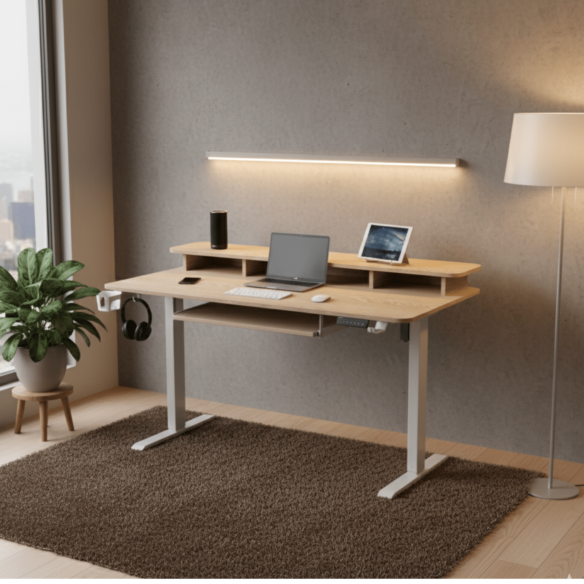 Neuarc Titan Electric Height Adjustable Desk For Gaming and Home Office, 140 x 60 cm Table Top (Ork) - NEUARC