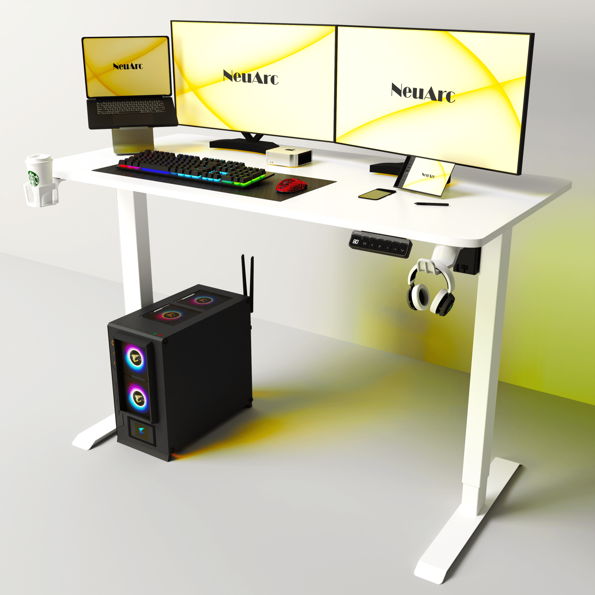 Neuarc Velocity Electric Height Adjustable Desk For Gaming and Home Office, 120 x 60 cm Table Top - NEUARC