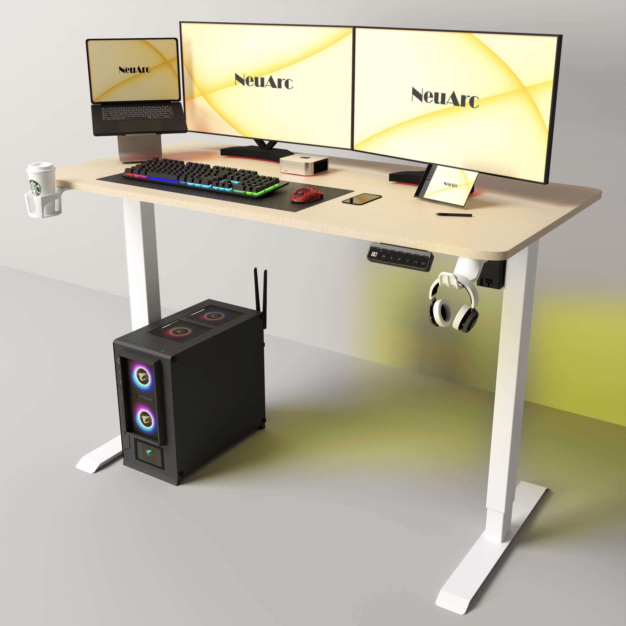 Neuarc Velocity Electric Height Adjustable Desk For Gaming and Home Office, 120 x 60 cm Table Top - NEUARC