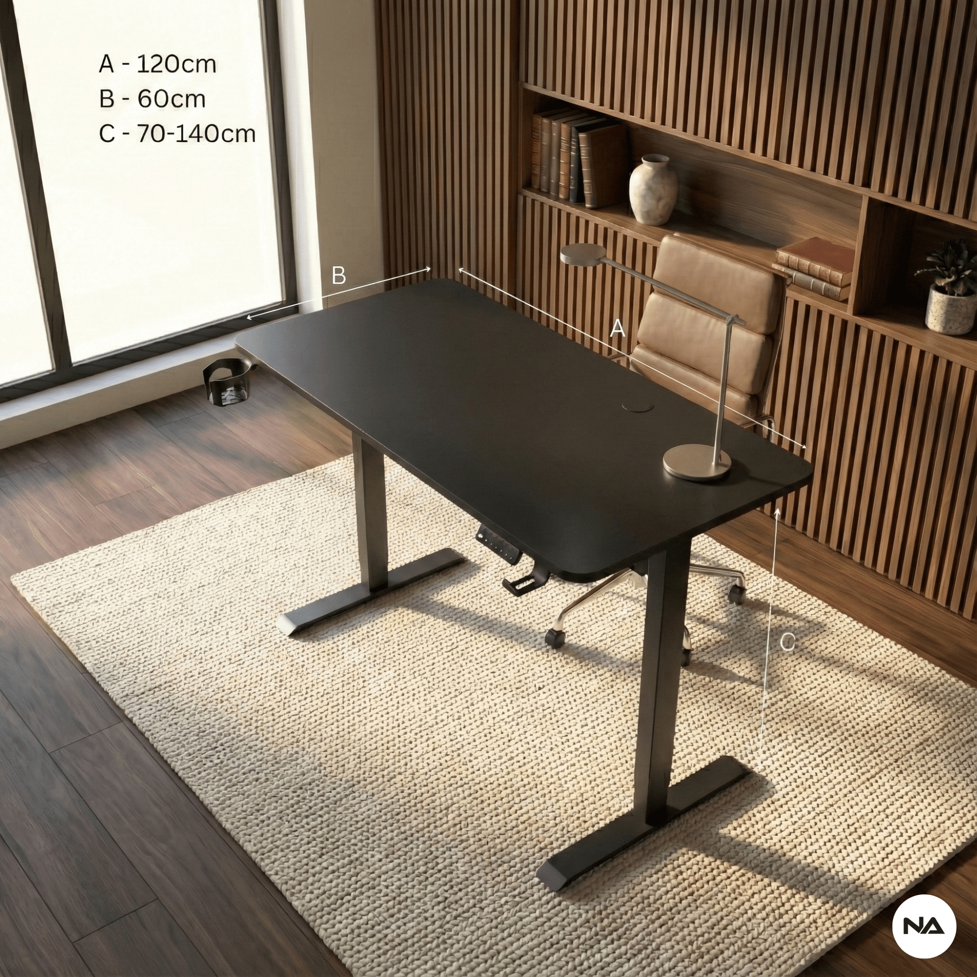 Neuarc Velocity Electric Height Adjustable Desk For Gaming and Home Office, 120 x 60 cm Table Top (Matt Black) - NEUARC