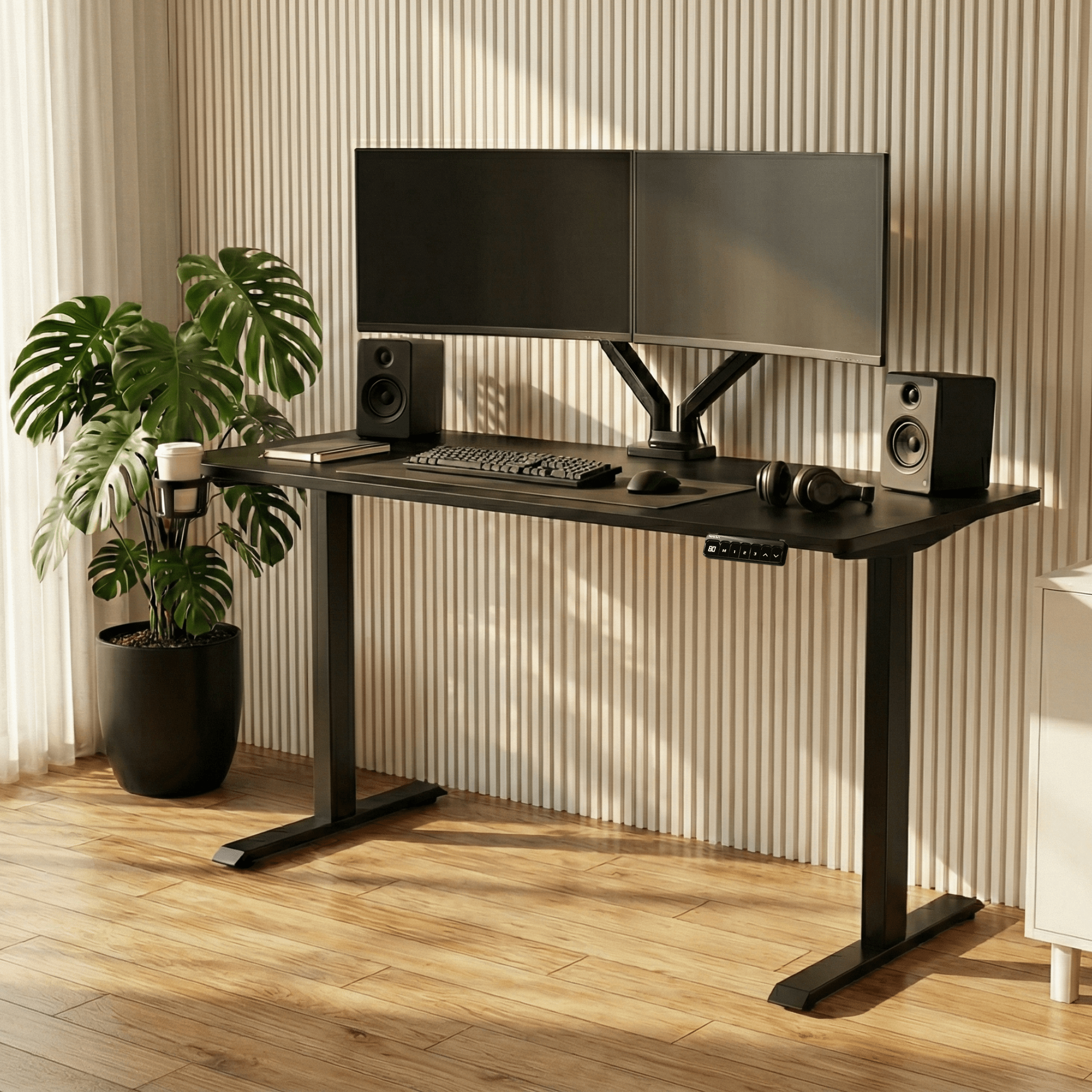Neuarc Velocity Electric Height Adjustable Desk For Gaming and Home Office, 120 x 60 cm Table Top (Matt Black) - NEUARC