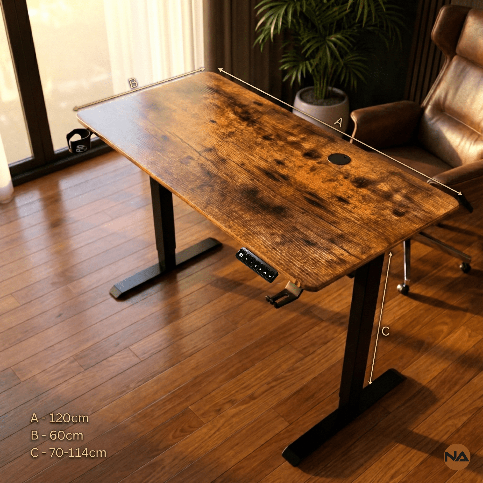 Neuarc Velocity Electric Height Adjustable Desk For Gaming and Home Office, 120 x 60 cm Table Top (Rust) - NEUARC