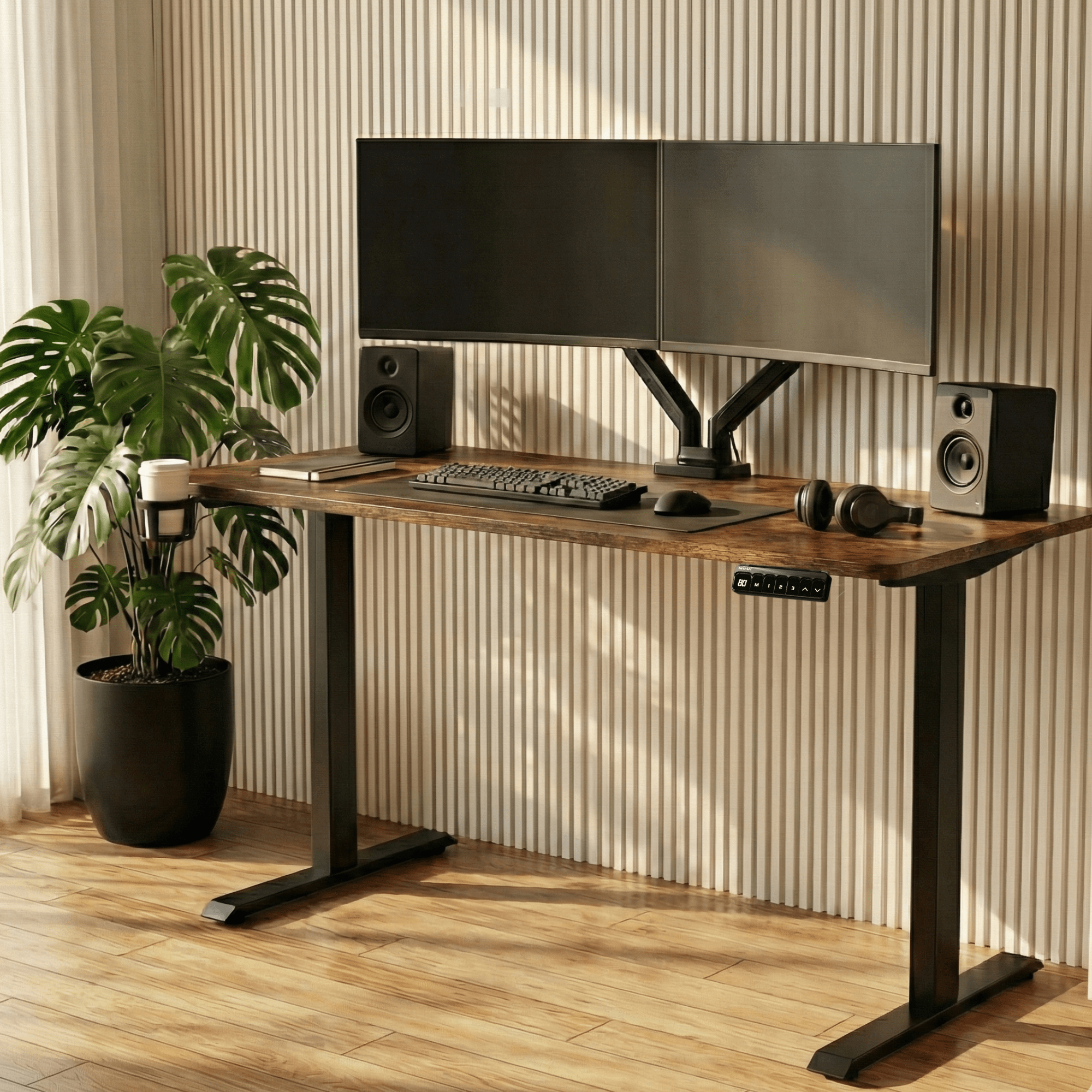 Neuarc Velocity Electric Height Adjustable Desk For Gaming and Home Office, 120 x 60 cm Table Top (Rust) - NEUARC