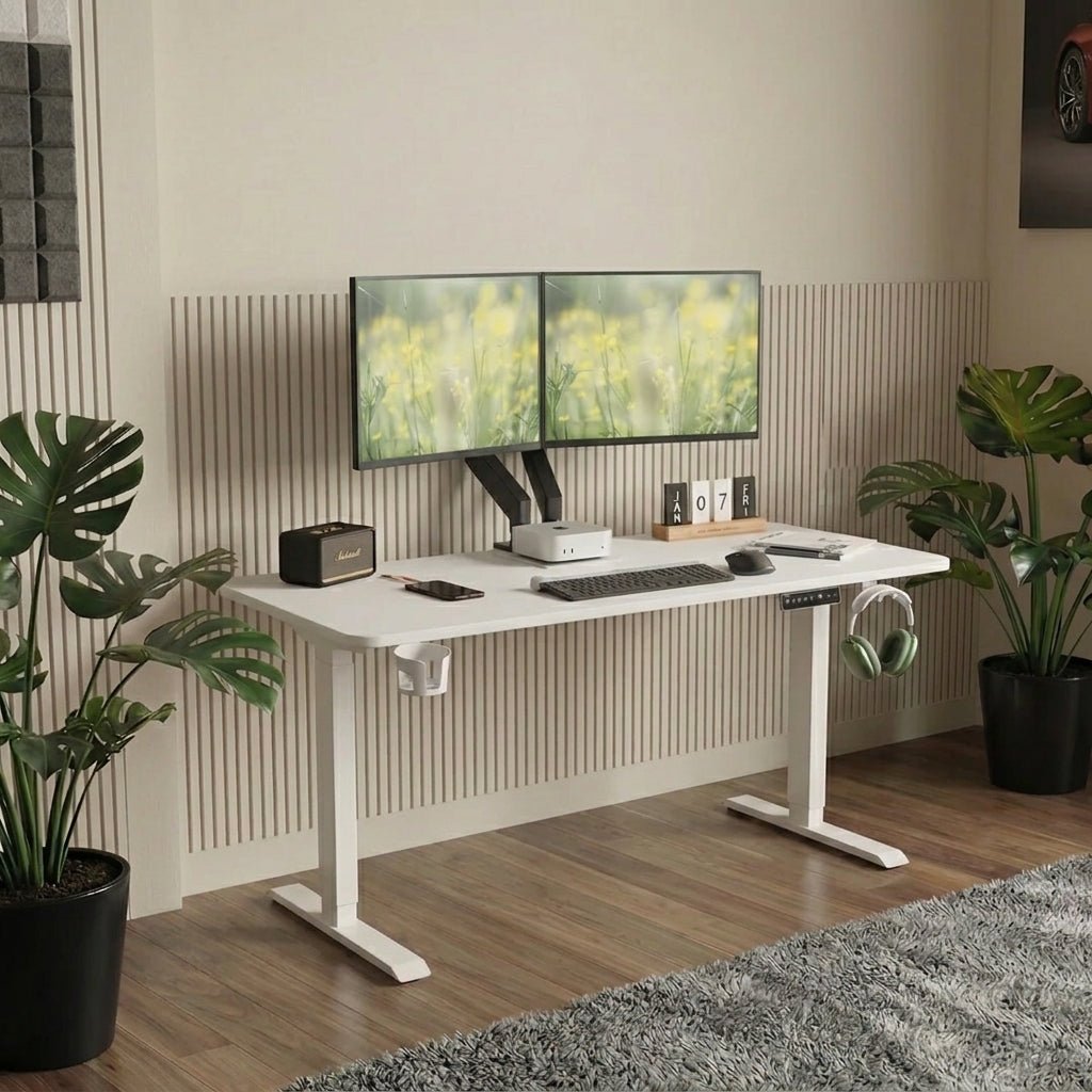 Neuarc Velocity Electric Height Adjustable Desk For Gaming and Home Office, 120 x 60 cm Table Top (White) - NEUARC